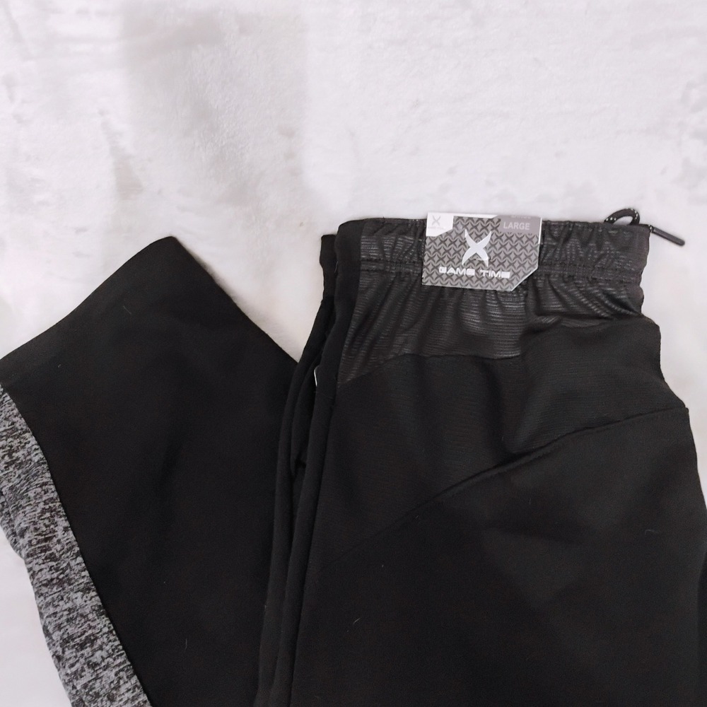 Game Time Mens Premium Stretch Joggers Black Grey Large Athletic Pants NWT